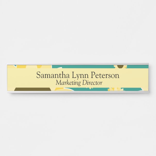 Bright Sunflowers on Green Door Sign (Front)