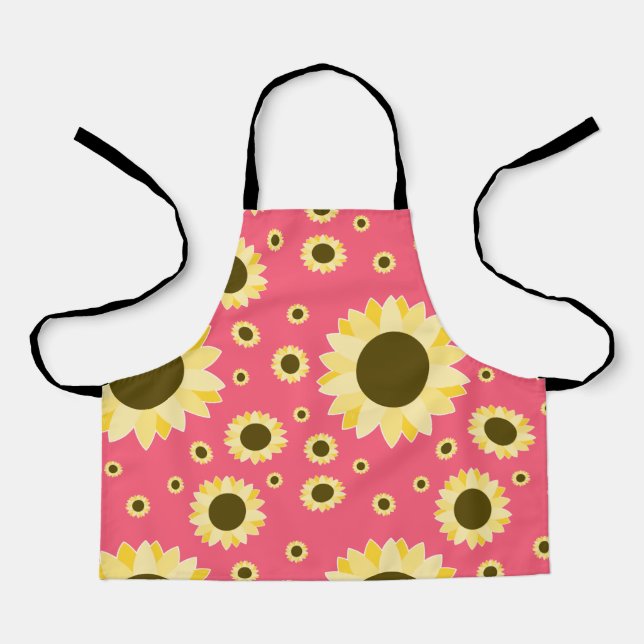 Bright Sunflowers on Pink Apron (Front)