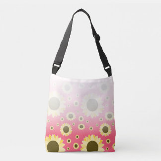 Bright Sunflowers on Pink Crossbody Bag