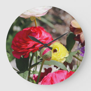 Bright Sunny Flowers Large Clock