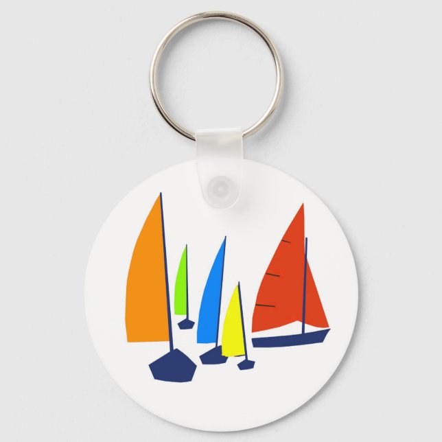 Bright Sunny Sailboats Key Ring (Front)