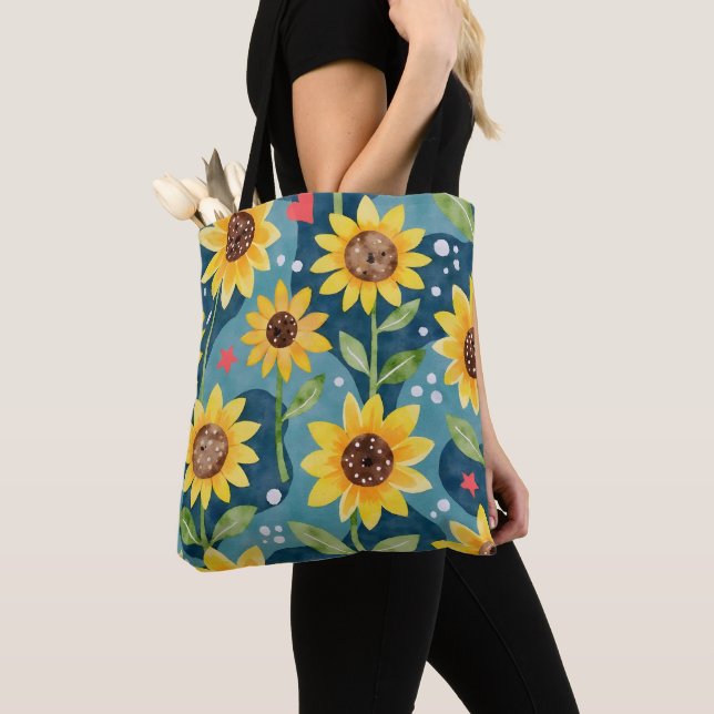 Bright Sunny Sunflowers Tote Bag (Close Up)