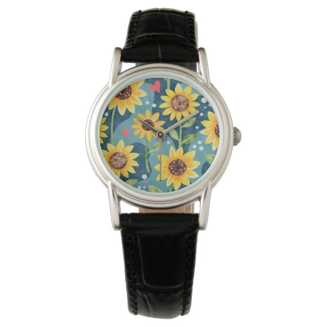 Bright Sunny Sunflowers Watch (Front)