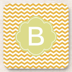 bright sunny yellow chevron zigzag stripes. coaster