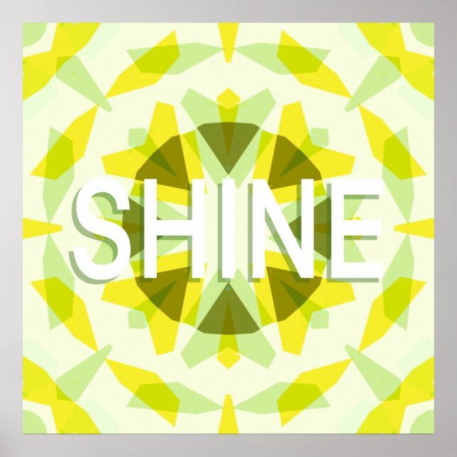 Bright Sunny Yellow Green Shine Star Motivational Poster (Front)