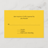 Bright Sunny Yellow Wedding RSVP Card
