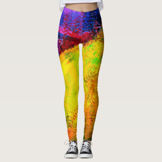 Bright Sunrise Abstract Painting - Leggings