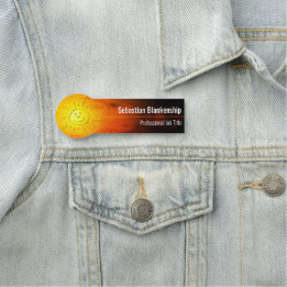 Bright Sunset Artwork Happy Face Smile Name Tag