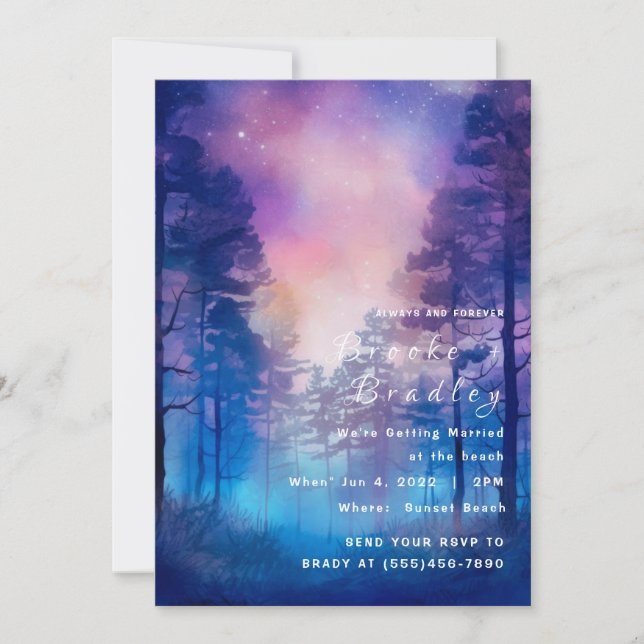 Bright Sunset Forest Wedding Invitation (Front)