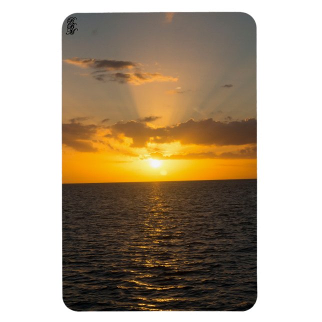 Bright Sunset on the Ocean Magnet (Vertical)