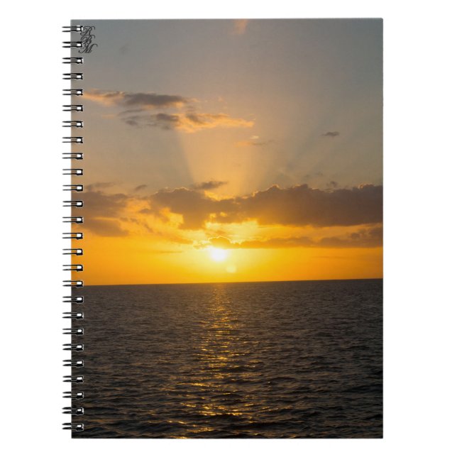 Bright Sunset on the Ocean Notebook (Front)
