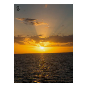 Bright Sunset on the Ocean Poster