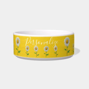 Bright Sunshine Yellow Daisies Dog Cat Bowl