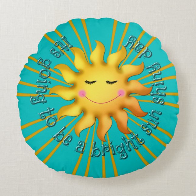 Bright Sunshiny Day Round Throw Pillow (Front)