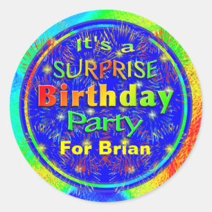 Bright Surprise Birthday Party Stickers
