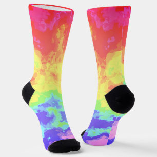 Bright Swirly Boho Hippie Trippy Groovy Rainbow Socks