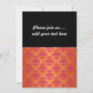 Bright Tangerine Tango Damask Orange Pink Invitation