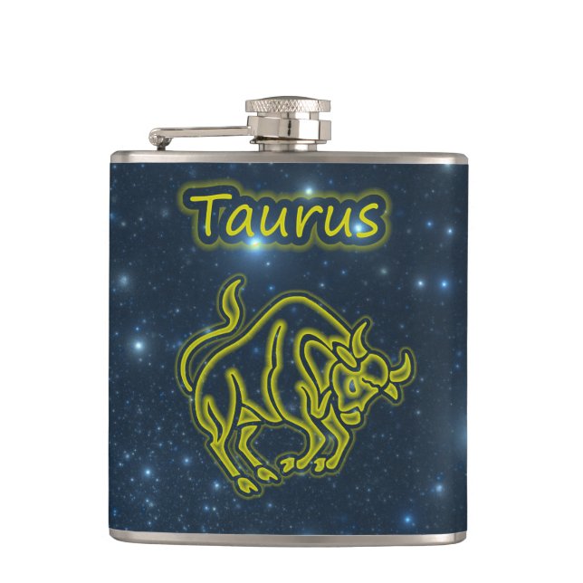 Bright Taurus Hip Flask (Front)