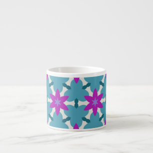 Bright Teal and Purple Star Flowers cvpp4 Espresso Cup