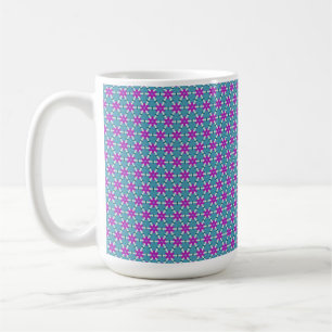Bright Teal and Purple Star Flowers PP4 Coffee Mug