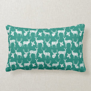 Bright Teal and White Deer Throw Pillow