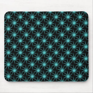 Bright Teal Swirling Suns Mousepad