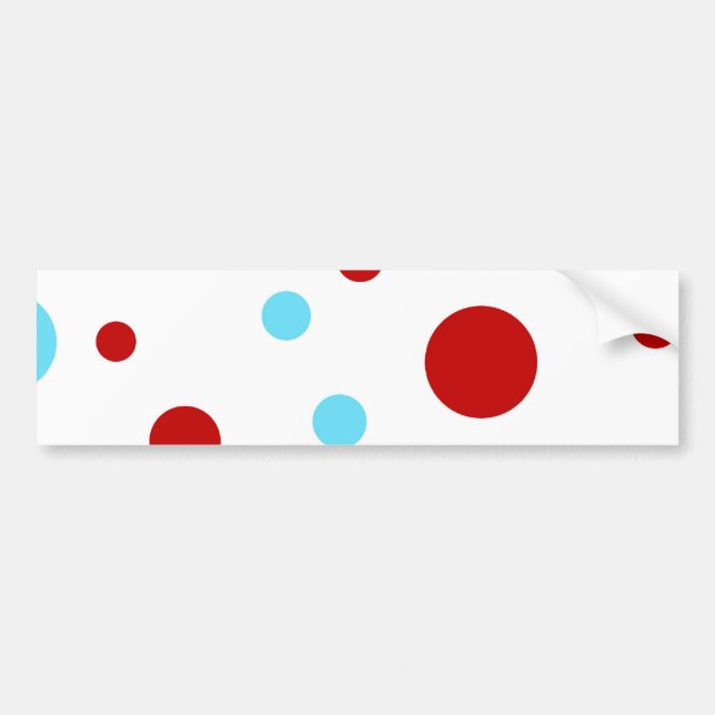 Bright Teal Turquoise Red White Polka Dots Pattern Bumper Sticker (Front)