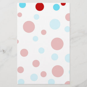 Bright Teal Turquoise Red White Polka Dots Pattern Stationery
