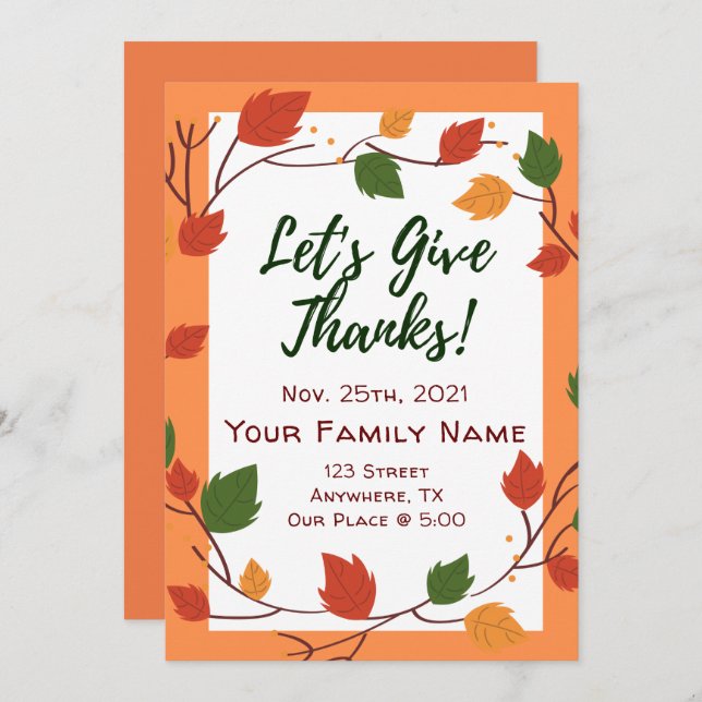 Bright Thanksgiving Invitations Autumn Fun Casual! (Front/Back)