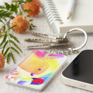 Bright Tie-Dye Birds Key Ring