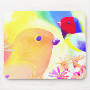 Bright Tie-Dye Birds Mouse Pad