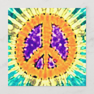 Bright Tie Dye Peace Sign Invitations