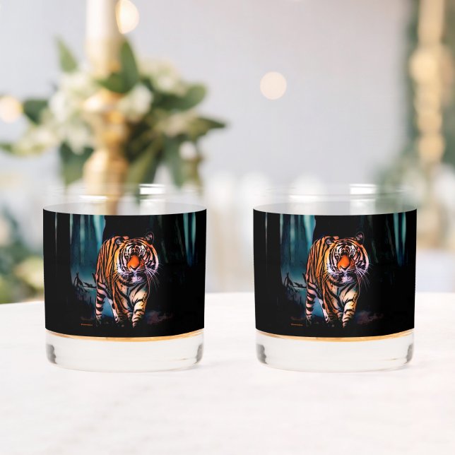 Bright Tiger Dark Forest Whiskey Glass (Insitu (Wedding))