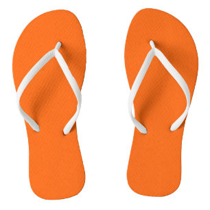 Bright Tiger Orange Solid Colour Print Thongs