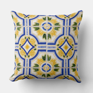 Bright tile pattern, Portugal Cushion