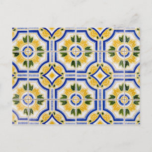 Bright tile pattern, Portugal Postcard