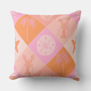 Bright & Trendy Beach Patchwork Throw Pillow