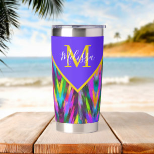 Bright tribal chevron personalised insulated tumbler