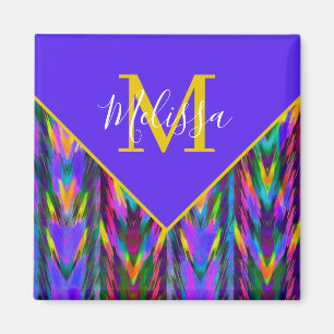 Bright tribal chevron personalised magnet