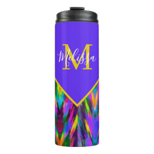 Bright tribal chevron personalised thermal tumbler