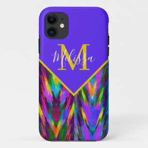 Bright tribal chevron personalized iPhone 11 case