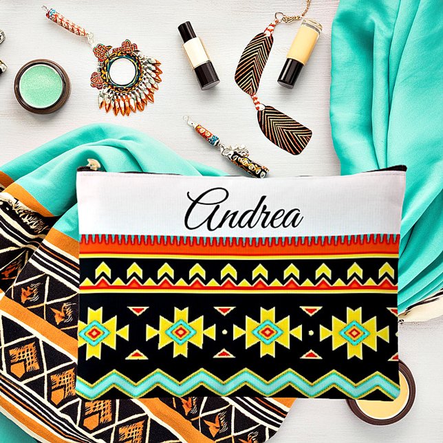 Bright tribal design personalised  accessory pouch (Creator Uploaded)