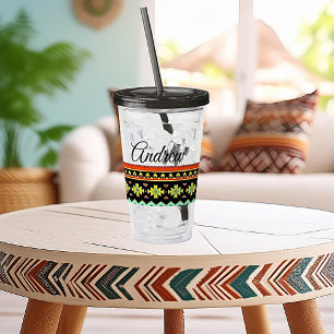Bright tribal design personalised acrylic tumbler