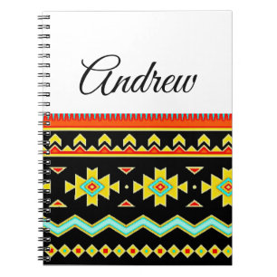 Bright tribal design personalised notebook