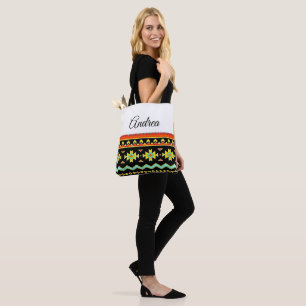 Bright tribal design personalised tote bag