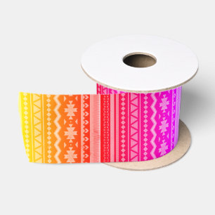 Bright tribal design satin ribbon