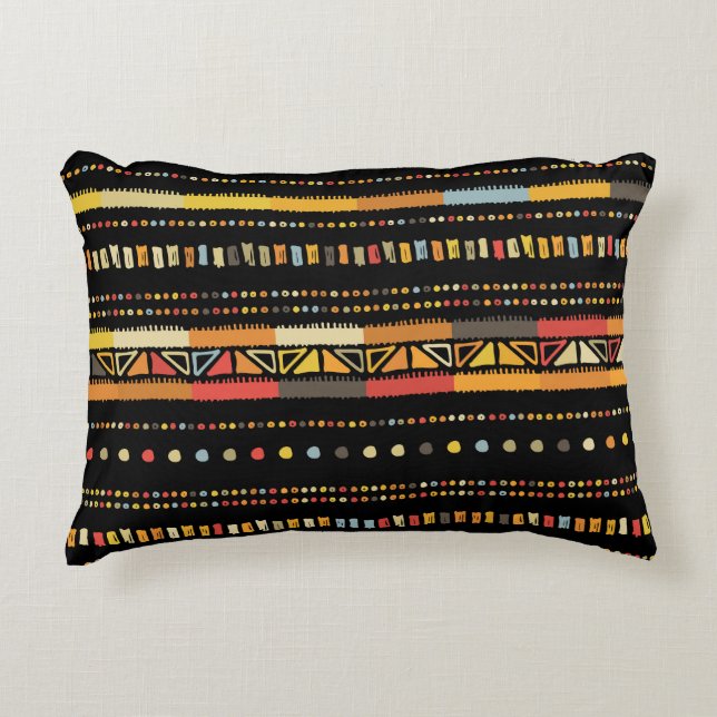 Bright Tribal Stripes Handmade Pattern Decorative Cushion (Front)