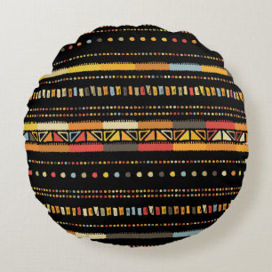 Bright Tribal Stripes Handmade Pattern Round Cushion