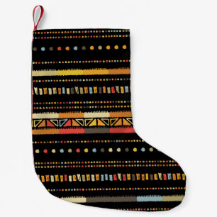 Bright Tribal Stripes Handmade Pattern Small Christmas Stocking