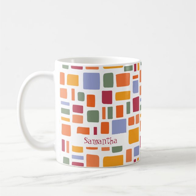 Bright Tropical Colours Wonky Squares & Rectangles Coffee Mug (Left)